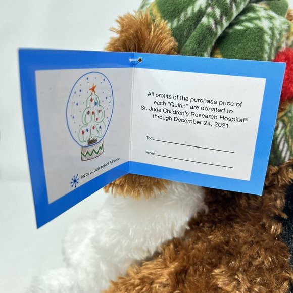 St. Jude St Bernard Puppy Quinn Gentle Treasures Plaid Hat & Scarf 2021 - Tags - Picture 5 of 7